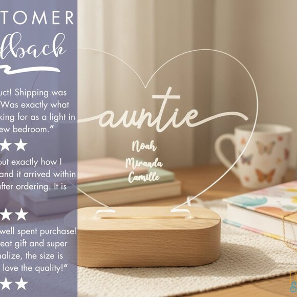 Mother’s Day Personalized Night Light | Custom Gift for Auntie, Titi & Nana - Picture 7 of 8
